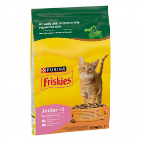 Friskies Junior - Суха храна за малки котенца с вкус на пиле,морков и млечни гранули 10кг